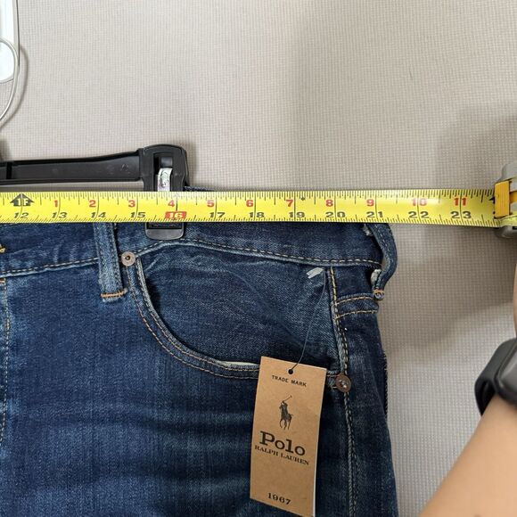 Polo Ralph Lauren Sullivan Slim Paint Splatter Jeans 42x32 Distressed Blue Mens - Picture 6 of 12